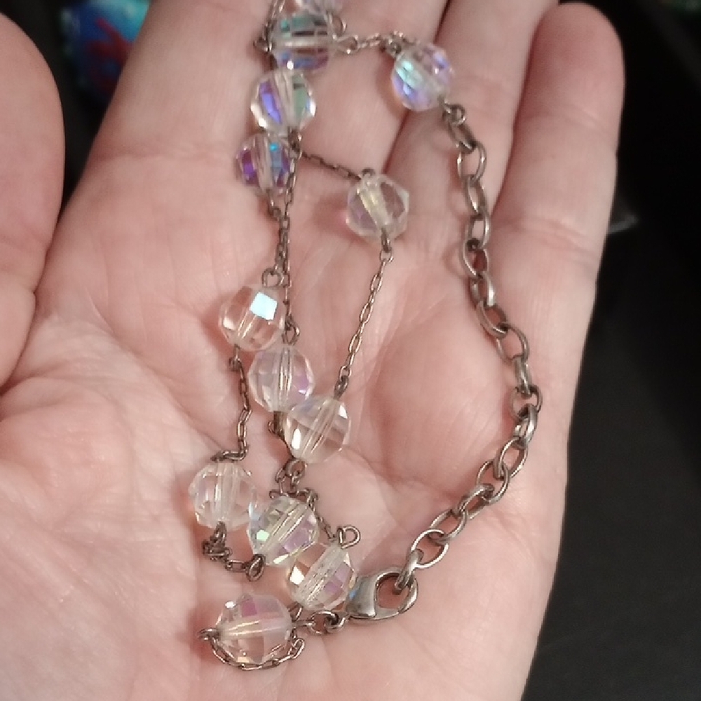 Elegant Silver Aurora Borealis Crystal Necklace